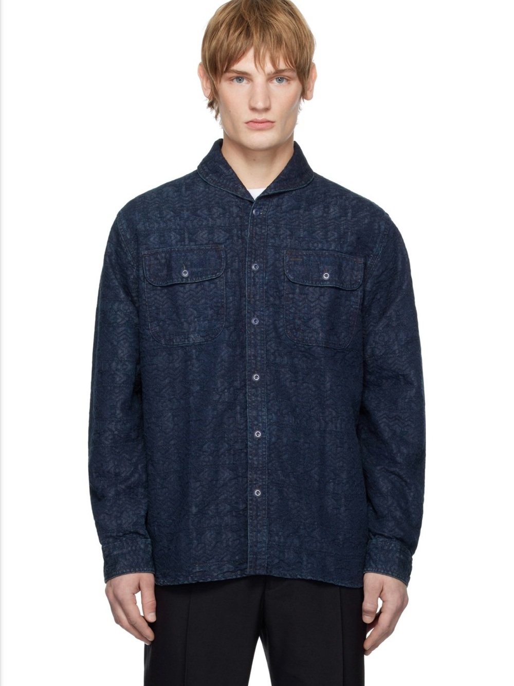 Polo Ralph Lauren RRL Indigo Jacquard Deck Overshirt Men’s Size Large - Picture 5 of 8